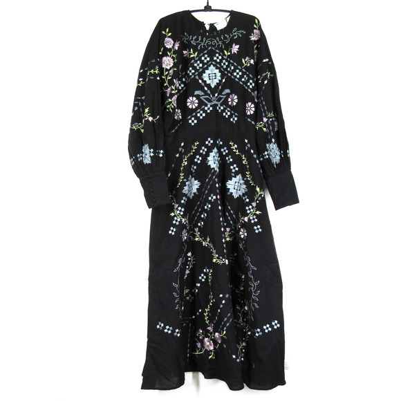 ASOS Dresses & Skirts - ASOS Black Maxi Dress with Pastel Floral Embroidery